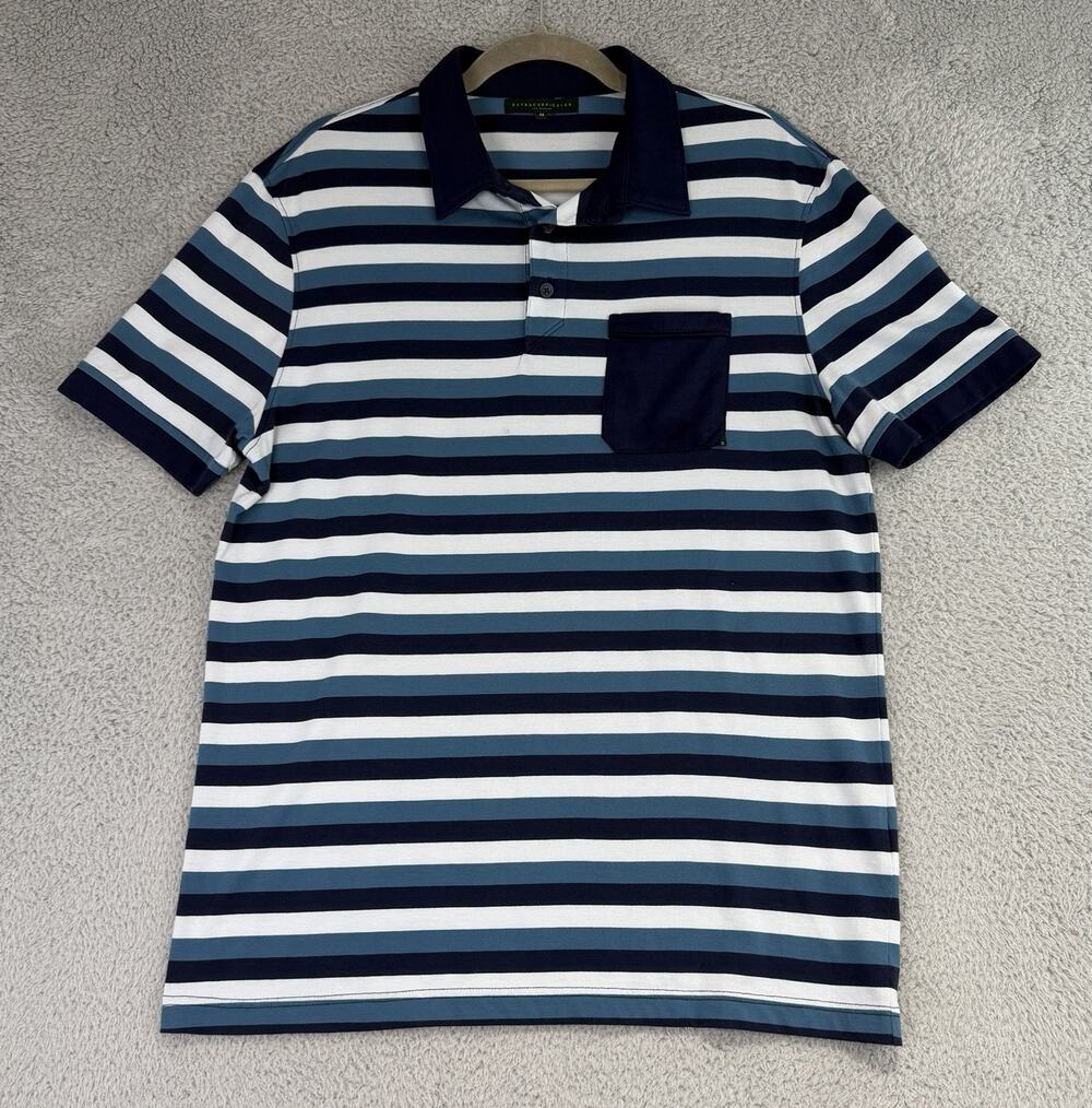 Extracurricular Polo Golf Shirt Men's Medium Blue White Stretch Golf Performance